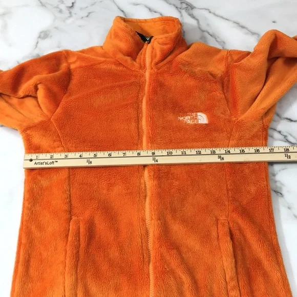 The North Face Orange Full Zip Mock Neck Jacket Womens XS Faux Fur - Picture 10 of 12